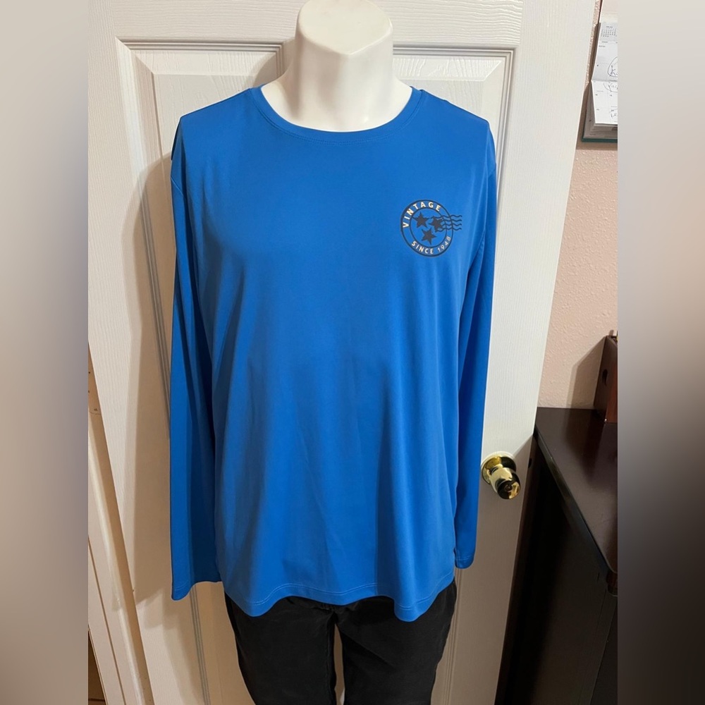(B) Waterproof Vintage Blue Long Sleeve Shirt with Logo